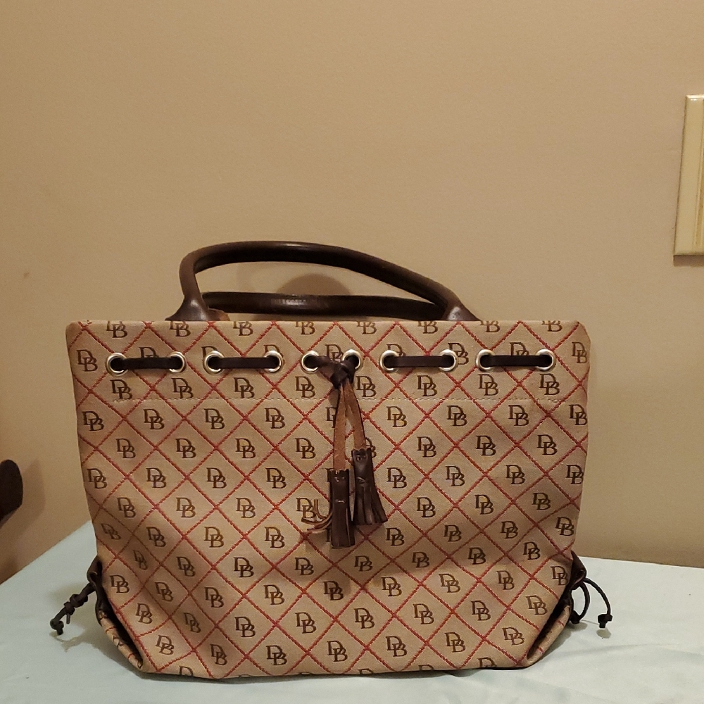 Dooney & Bourke Beige and Brown Logo Tote